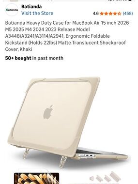 Khaki Translucent Matte Shockproof Case for 15" MacBook Air